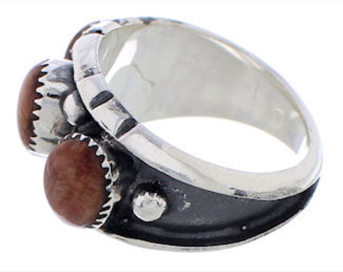Authentic Sterling Silver Red Oyster Shell Ring Size 8-1/2 WX37152